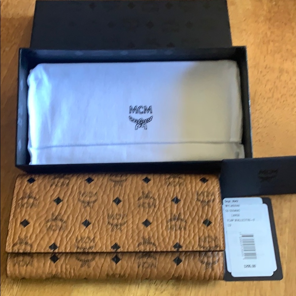 MCM Cognac Wallet Tri-Fold with tags